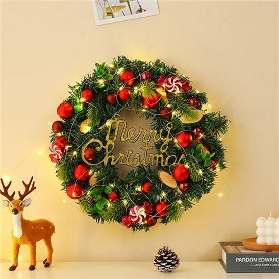 50CM Christmas Wreath & 2.7M Garland Set - Festive Door & Wall Decor