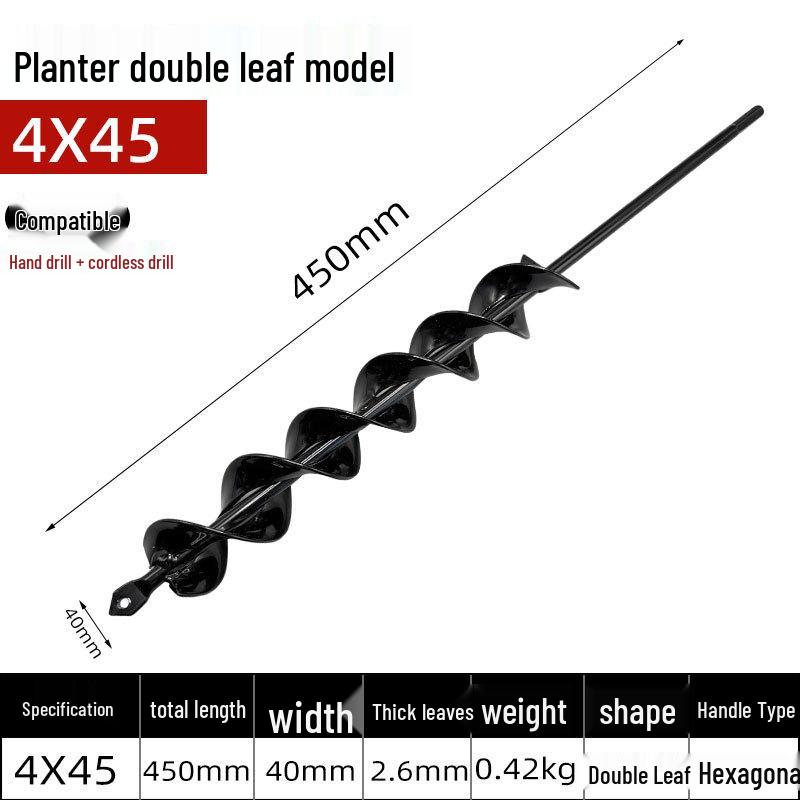 GearUp AutoMoto Spiraalvormige handboormachine voor het planten van zaden, bloemen en groenten in een kas, met elektrische boormachine en zaklamp.