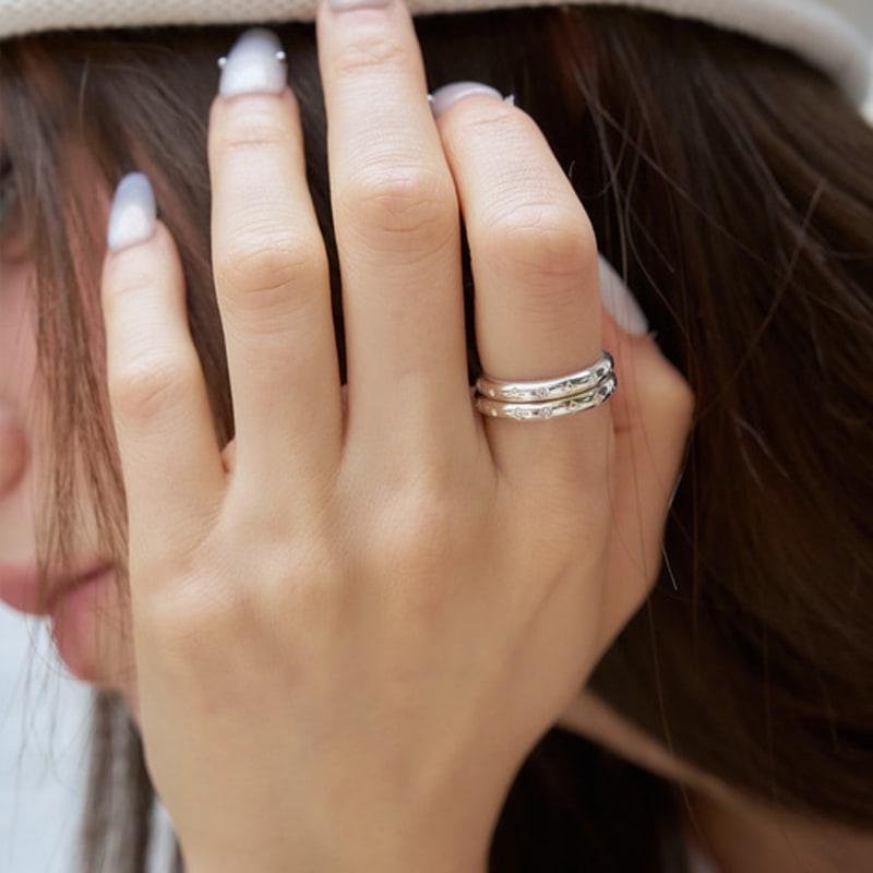 XANADU CARVING SPARKLE RING silver