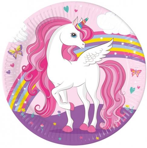 Unicorn Birthday Plates 23cm, 8 Pcs