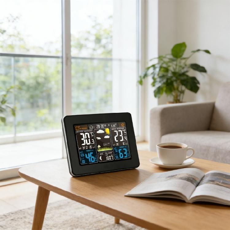 Modern Digital Weather Stations With Alarm Clock Function And Clear Color Screen Display Indoor Thermometers Hygrometer