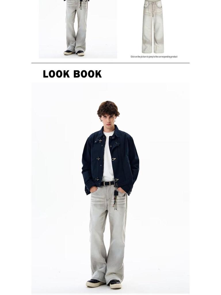 Jachetă casual de toamnă pentru bărbați cu nasturi metalici și cataramă cu cârlig