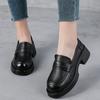 First Layer Cowhide High Heels Women's Retro Leather Shoes Muffin Heel Small Leather Shoes Genuine Leather Women's Shoes