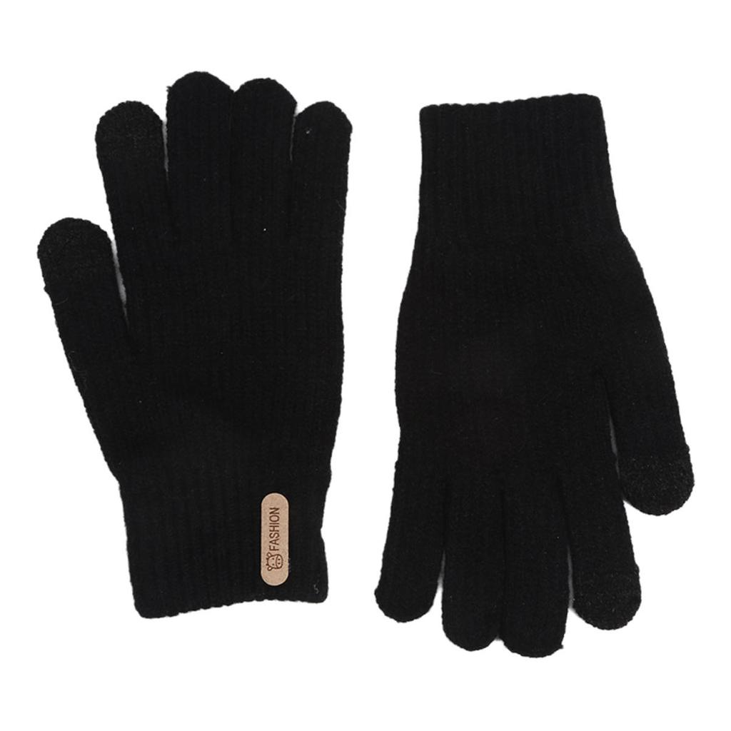 Fleecegefütterte gestreifte thermische Strickhandschuhe Verdickte Herbst-Winter-Warmhandschuhe Kältebeständige winddichte Fäustlinge