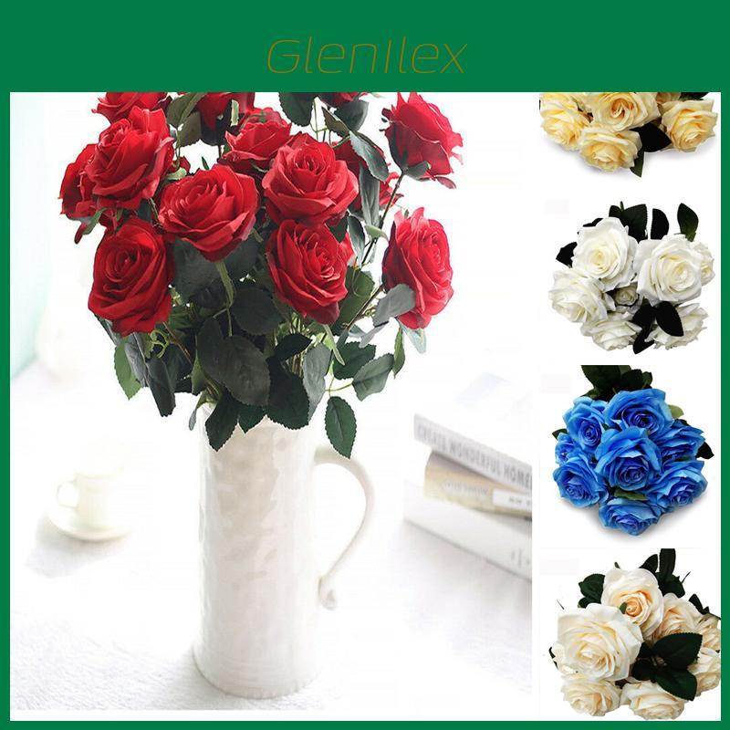 Realistic Looking 10 Heads Silk Rose Artificial Flowers For Timeless Wedding And Home Elegance