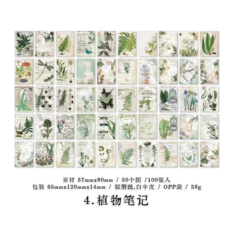 100 Sheets Vintage Base Material Collage Decor Paper, Large Capacity Art Retro Journal Background Paper