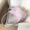 Fashionable Women Underarm Bag Trendy Solid Color Textured Pu Leather Simple Female Bags Popular Large Capacity Bag