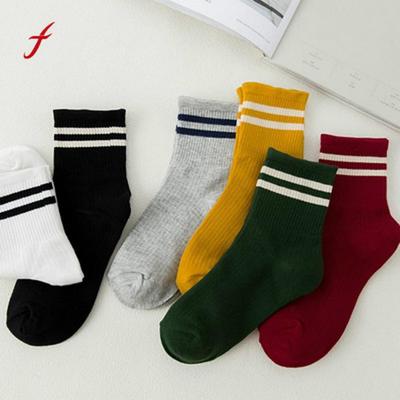 Comfortable Socks Autumn and Winter Two Bar Stockings for Women Unisex Striped Breathable Skateboard Socks for Women