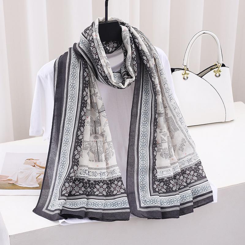 Korean Style Extra Large Cotton Linen Scarf - Versatile Spring/Autumn Sun Protection, Literary Shawl, Gift Giveaway