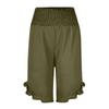 Damen Farbige Hohe Taille Plissierte Baumwolle Leinen Lockere Freizeitshorts