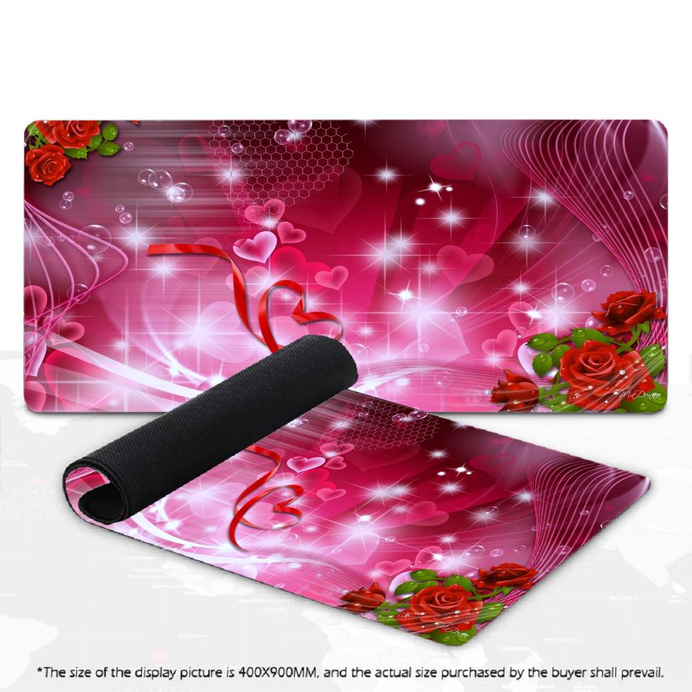 XXL Romantic Red Rose Heart Pattern Deskmat Non‑Slip Rubber Game Mouse Pad Pc Laptop Keyboard Mousepads Big Gaming Desk Mats