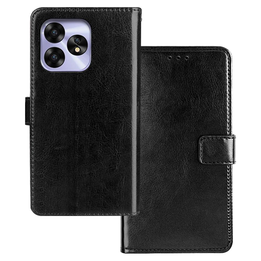 

IDEWEI For Umidigi A15 Case Anti-fall PU Leather Smart Phone Cover with Stable Stand Black