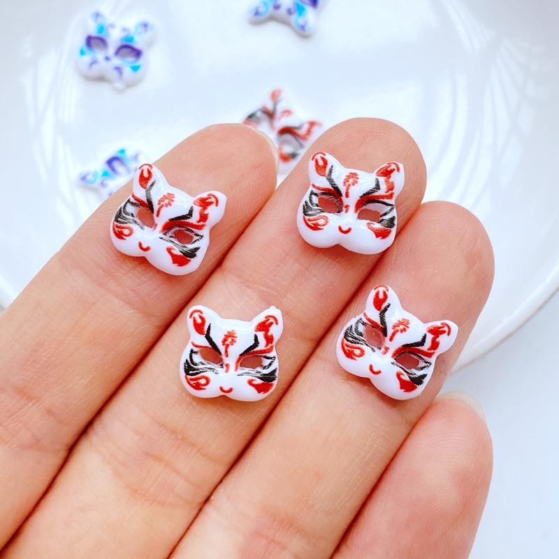 50 Stück Neu Süß 10mm Mini Niedlich Cartoon Maske Flache Rückseite Harz Cabochons Scrapbooking DIY Schmuck Basteln Dekoration Zubehör