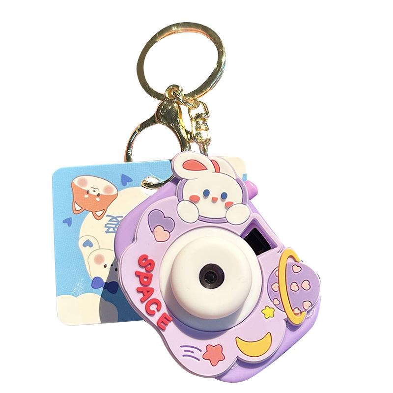 Cute Bunny Projection Camera Keychain Creative Girl Heart Exquisite Bag Pendant Cute Cartoon Keyring