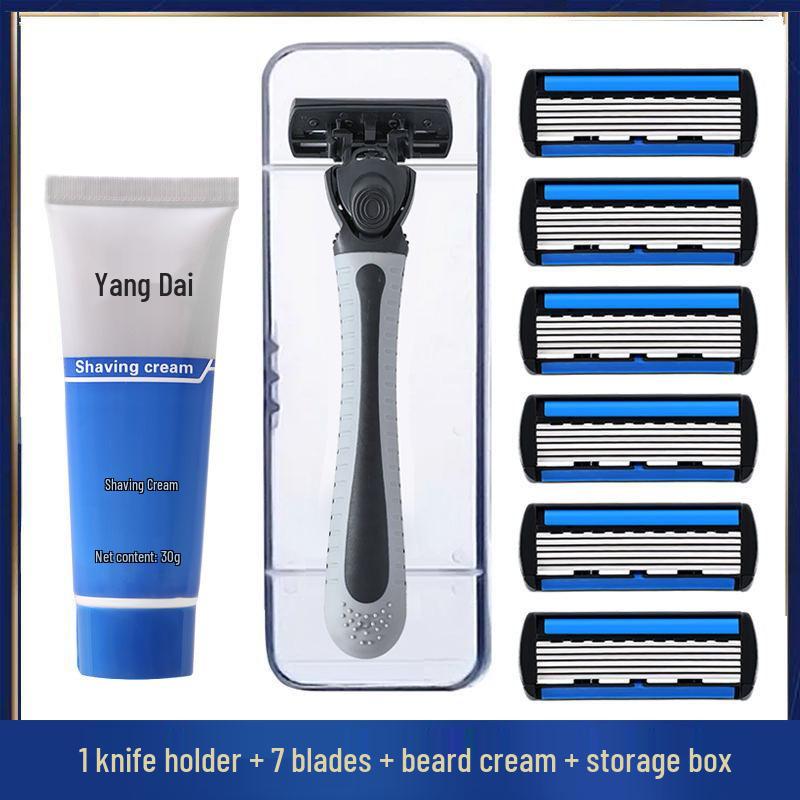 Six-Layer Razor Stainless Steel Shaver for Men with Multi-Layer Shaving Head