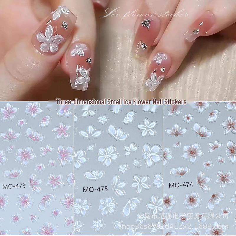 Ice Crystal Flower Nail Stickers - Sweet & Simple Nail Art for DIY Decor