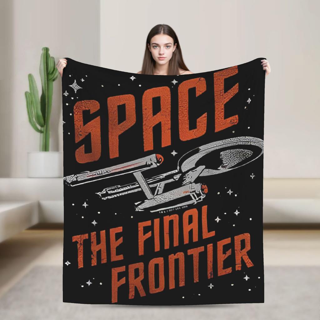 Stars Treks Discovery Enterprise Crest Blanket For Living Room Airplane Travel Flannel Bedspread Bed Cover