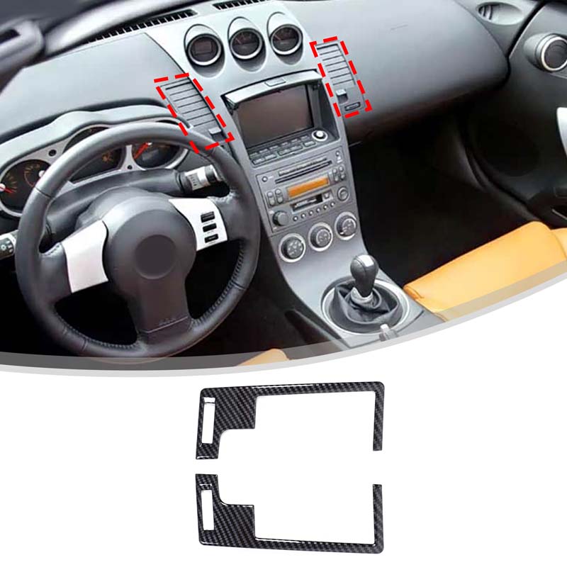 ABS Carbon Fiber For Nissan 350Z 2003-2006 Car Center Console Dashboard Air Outlet Decorative Frame Sticker Car Accessories