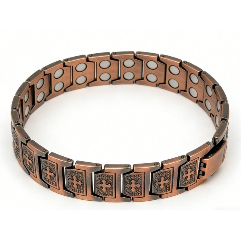 Umweltfreundliches Retro-Bronze-Dreireihiges Magnetarmband für Herren