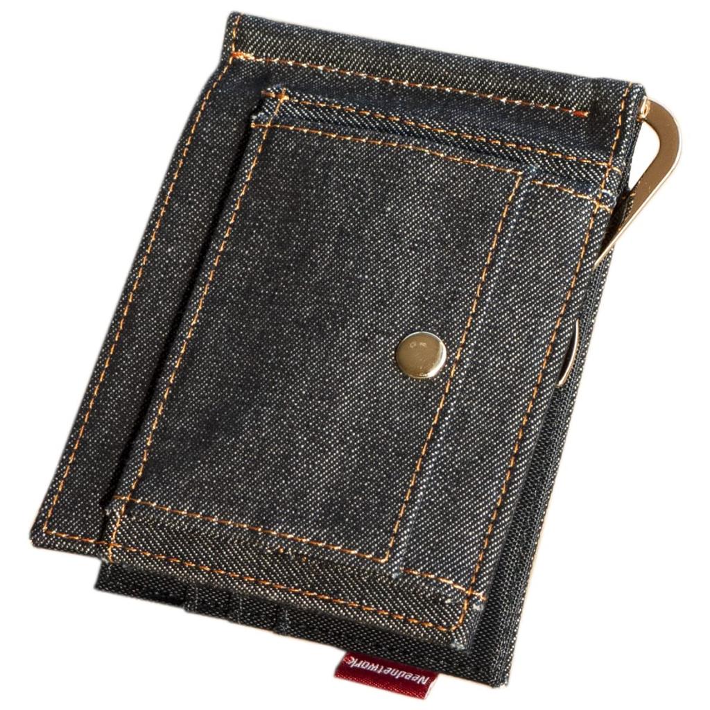 Need Network - Japan's proud denim money clip for men, featuring a coin purse, IC card pockets, and a lightweight, simple, and slim design.