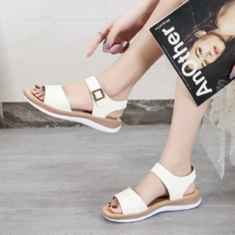 35-45 extra large size women's shoes summer new versatile flat-soled sandals soft-soled student Velcro women