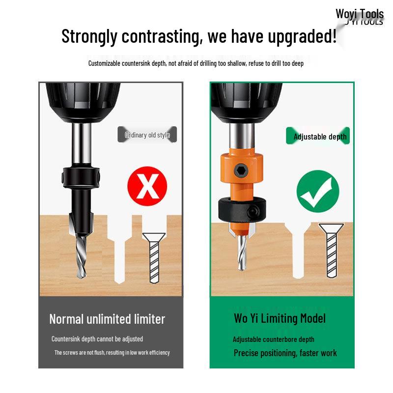 Tapered Countersink Drill Bit with Round Shank for Screw Installation and Woodworking Hole Opening