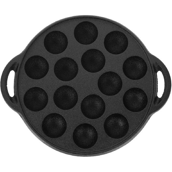 Hemoton Cast Iron Takoyaki Pan, Nonstick Grill Pan, 15 Holes Octopus Ball Meat Ball Griddle, Snail (Black)