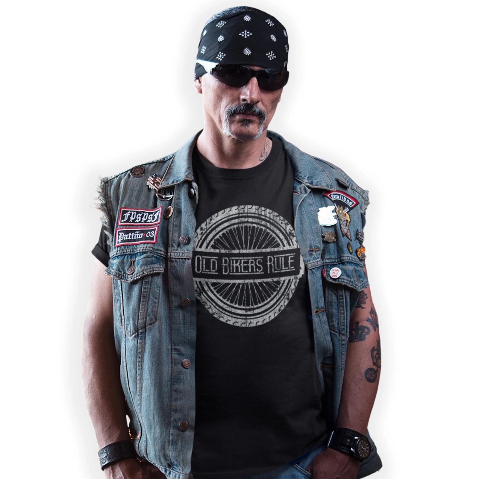 Old Bikers Rule Wheel T-shirt tyre motorbike old timers ride or die moto Club XL