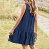 Women's Spring And Summer V-neck Button Sleeveless Dress Casual Vest Dress