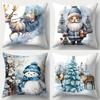 1pc Christmas Pillow Cover.reindeer,snowman,and Santa Claus Patterns Soft Throw Pillow Cover,zipper Closure for Sofa Decoration