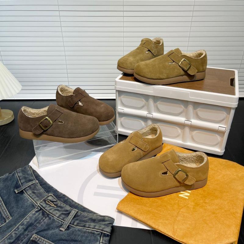 Women's new autumn and winter velvet warm cotton shoes, leather flat-bottomed casual buckle bag head women's shoes