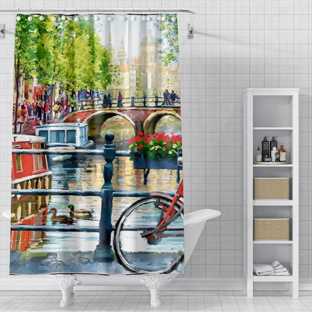 Home Shower Curtains for Bathroom Landscape Animals Waterproof Fabric Bathroom Curtains Modern Shower Curtain 180x200 240x200