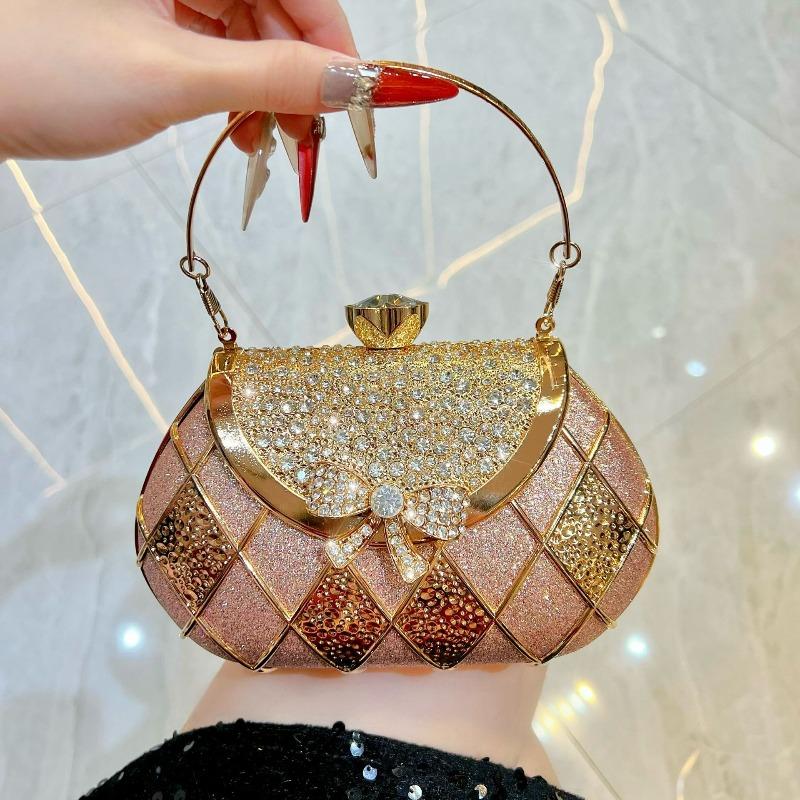 Вечерняя сумочка-клатч с бантом и бриллиантами, Роскошная сумочка, Маленькая эксклюзивная сумка через плечо на цепочке шампанского