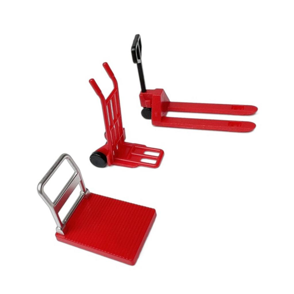 Zestaw 3 miniaturowych narzędzi magazynowych Wózek ręczny Wózek widłowy do domków dla lalek 1/12 Idealny do realistycznego narzędzia do kształtowania krajobrazu