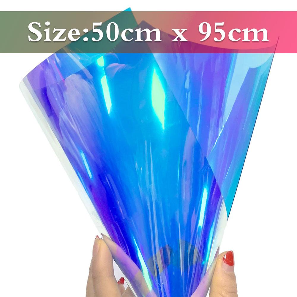 Candy Iridescent Holographic Clear Transparent PVC Fabric Leatherette Laser Rainbow Film Vinyl Craft Bag Earring DIY Bows Making