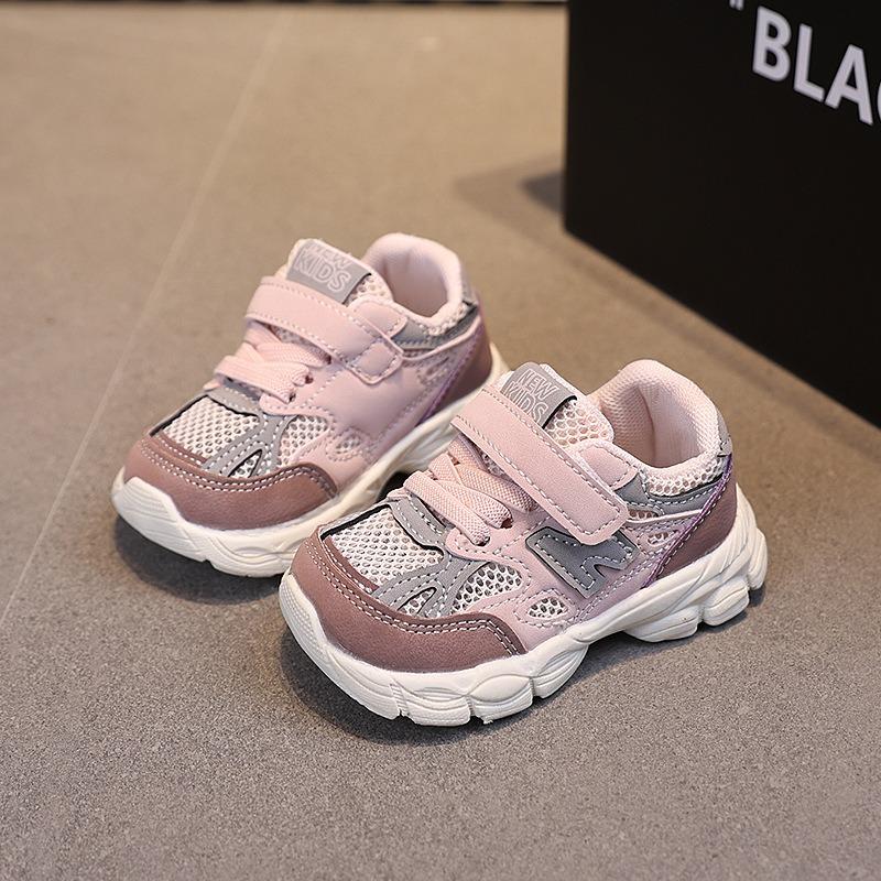 Summer new baby shoes boys' breathable single mesh shoes toddlers girls' dad shoes soft sole non-slip walking shoes