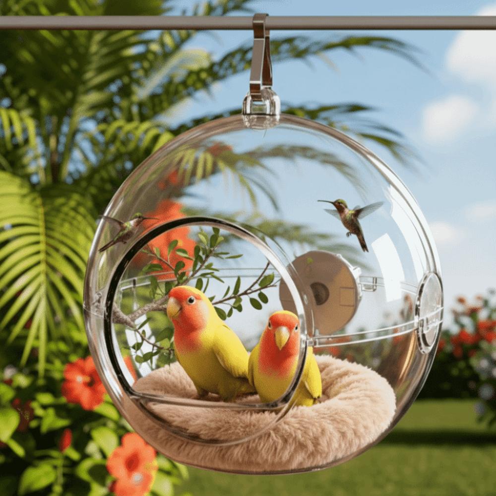Spherical Transparent Bird Nest Hanging Bite Resistant Pigeon House Wear-resistant Thickened Squirrel Bed For Parrots Budgies
