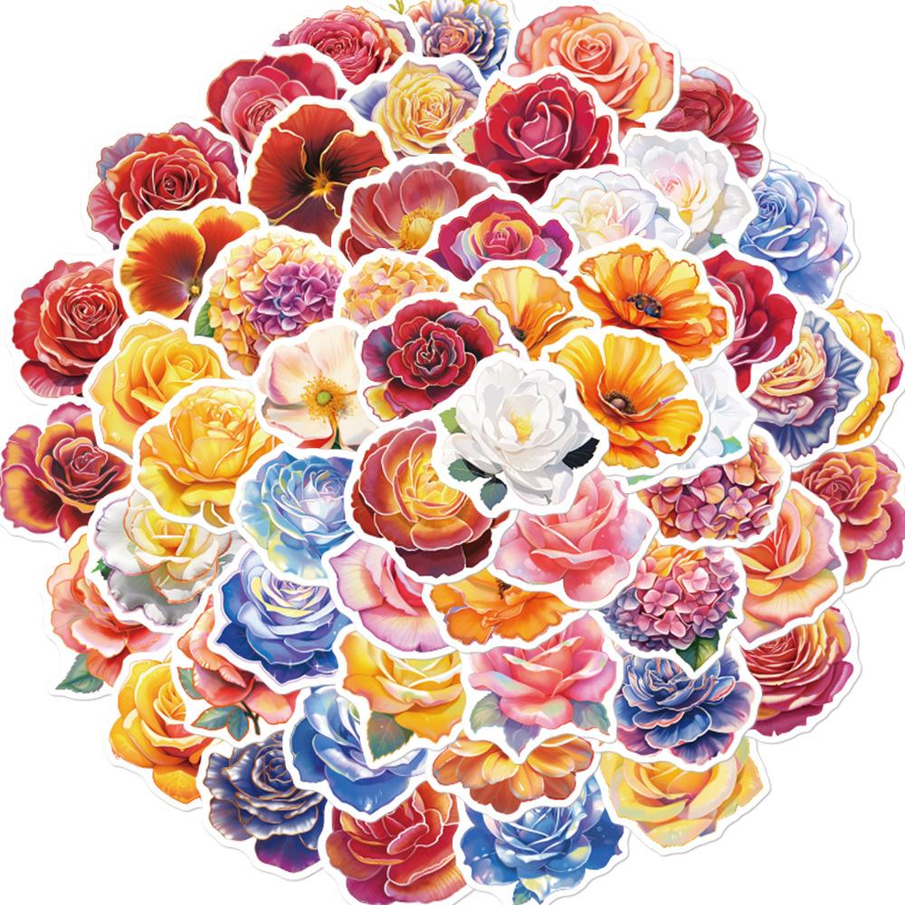 50 Cartoon Creative Flowers Graffiti Stickers Personalized Decorative Guitar Notebook Suitcase DIY Waterproof