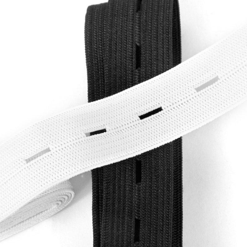 5PCS Sewing Knit Buttonhole Flat Elastic Bands 20mm White and Black