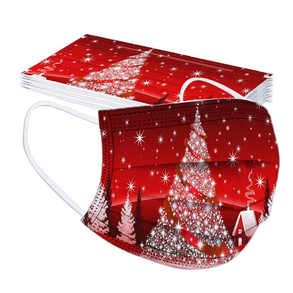 10pc Christmas Print  for  Face Mask Disposable Earloop Mask