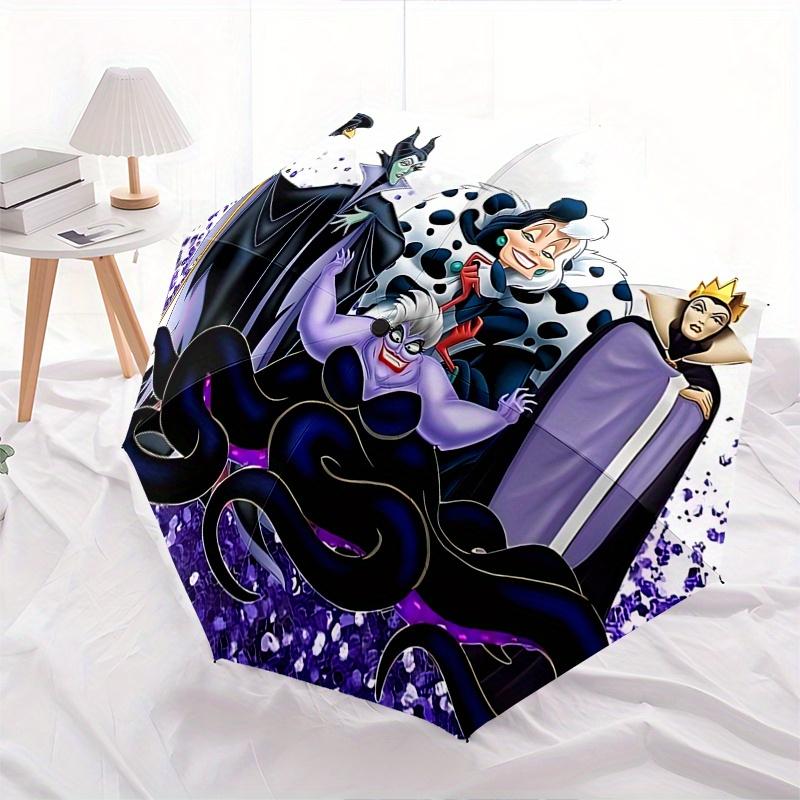 Disney VillainsDisney Automatic Open/Close Fashion umbrella - Cute Umbrella with Cute Design, Portable 3-Fold Compact Umbrella for Men & Wom