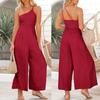 Women's Summer Strap One Shoulder Pleated High Waist Casual Wide Leg Jumpsuit