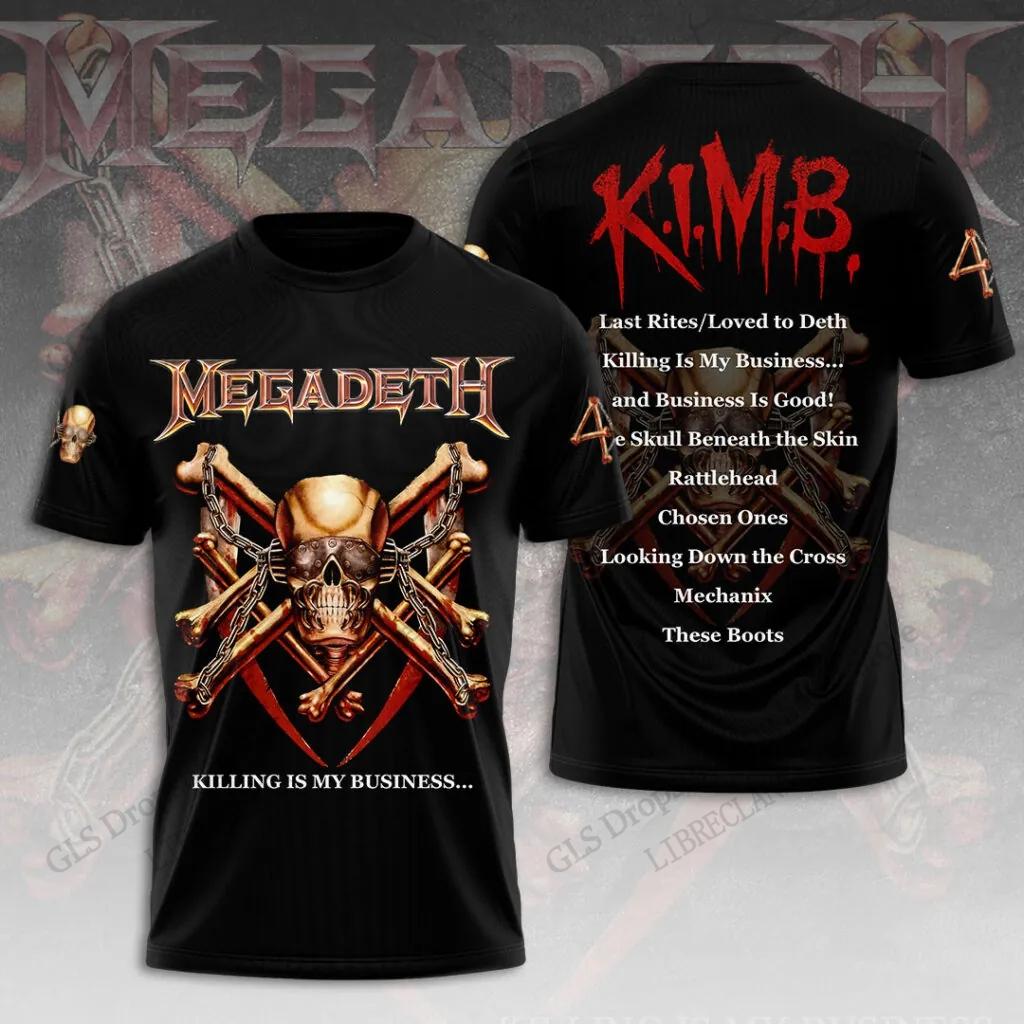 Band Rock Heavy Metal Megadeth Stampa 3D Creativo Hip-hop Fresco Top Estivo Uomo Casual Moda Manica Corta Girocollo Abbigliamento