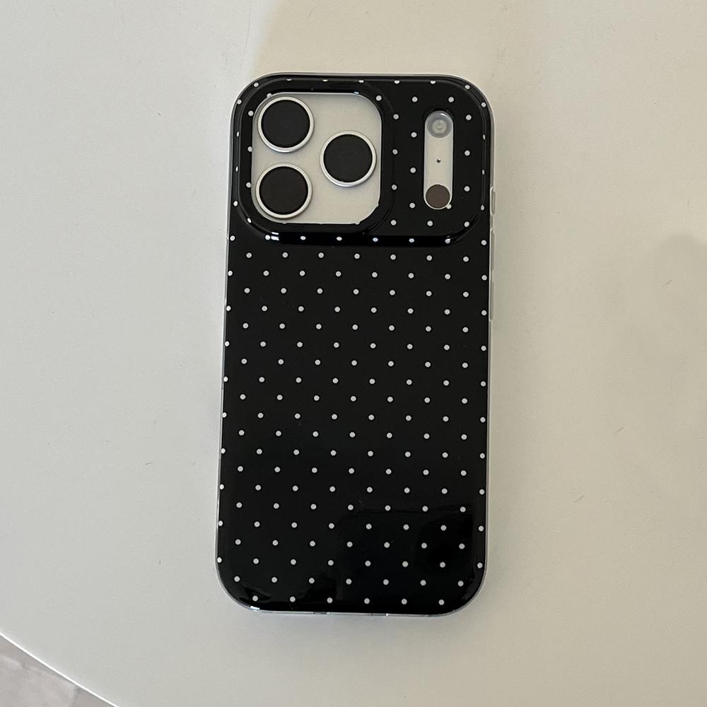 

3D Cute Heart Black Polka Dots Magnetic Wireless Charging Phone Case for iPhone 16 15 14 17 Pro Max For Magsafe Case Funda iPhone 14 Pro