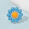 Flower Ring for Women Blue Pedals Large Boho Floral Ring Big Blooming Flower Zinc Alloy Ring for Wedding Holiday Jewelry Gifts