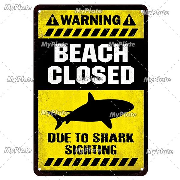 [MaPalte] Vintage Warnung Haie Metallschild Blechschild Dekoration Plakette Heim Wanddeko Barschild Heimdeko Poster Dropshipping