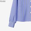 ZANZEA Women Casual Long Sleeve Blouse and Long Skirts Stripe Print Two Piece Suit Sets