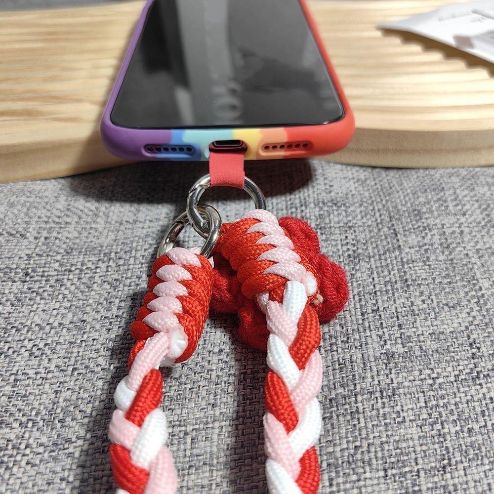 120cm Phone Holder Strap Flower Braided Hanging Rope Ins Mobile Phone Lanyard  Women