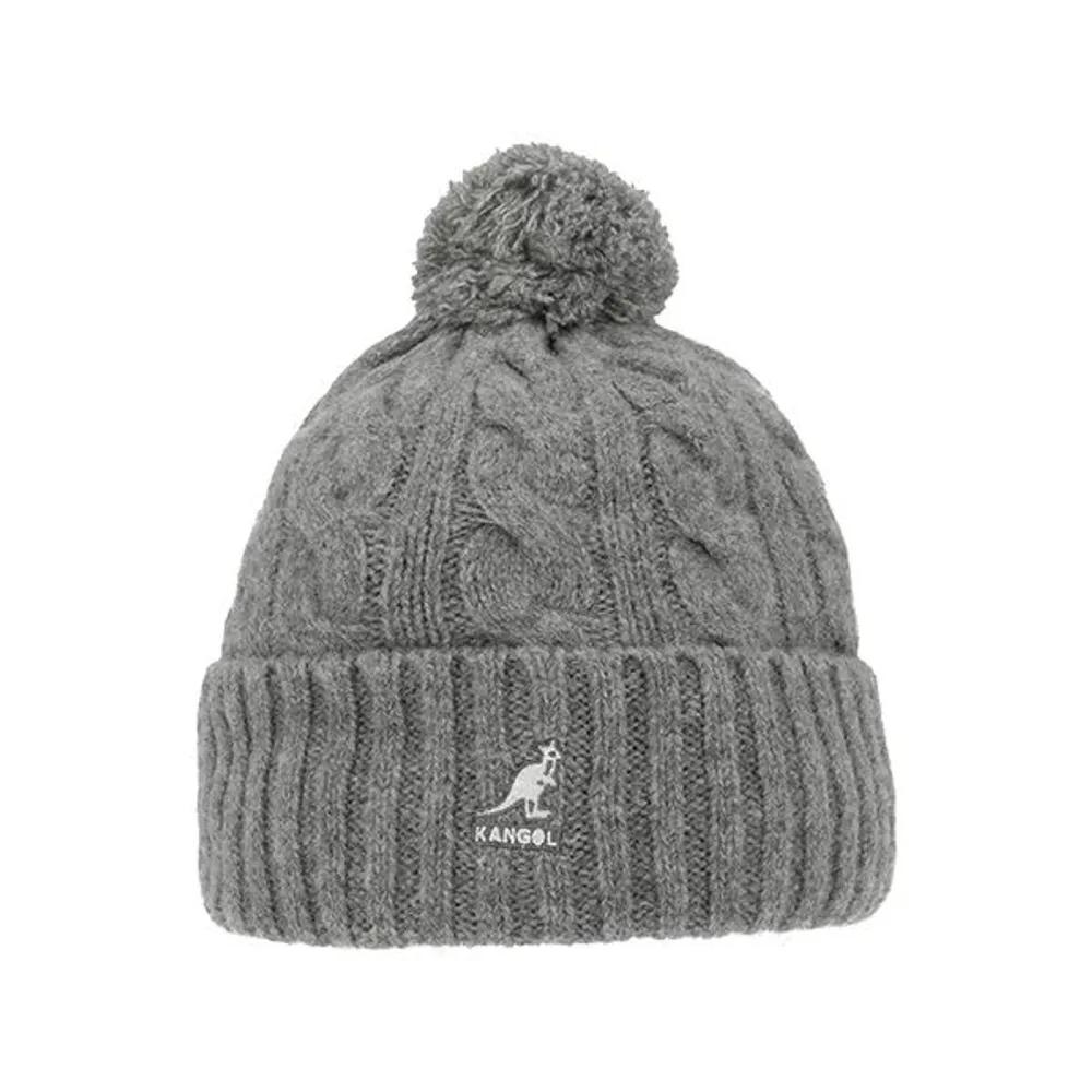 [KANGOL] Unisex Cable Knit Pom-Pom Beanie (K4460SM GREY) FREE