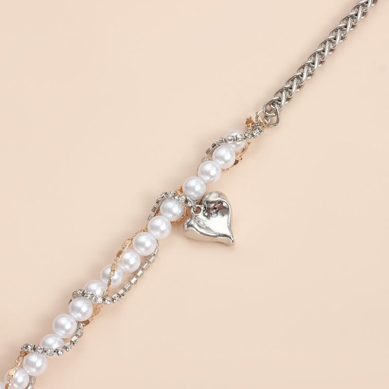 Stylish Pearls Accented Heart Shaped Necklace With Adjustable Length Jewelry For Daily Wear And Special Occasions